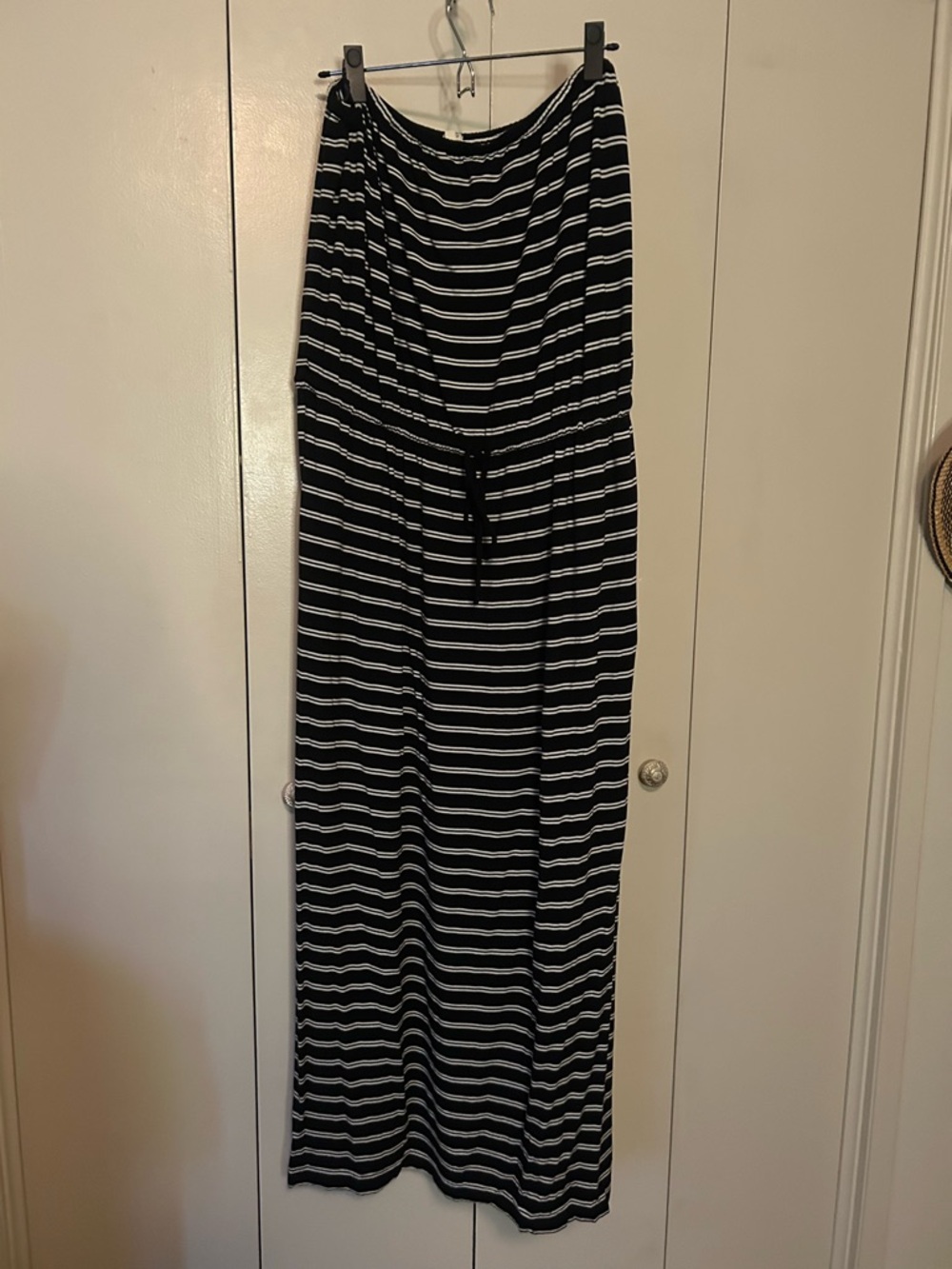J. Crew Black and White Striped Maxi Dress
